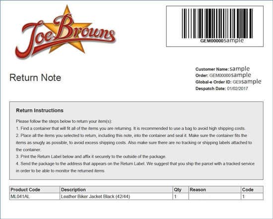 return note